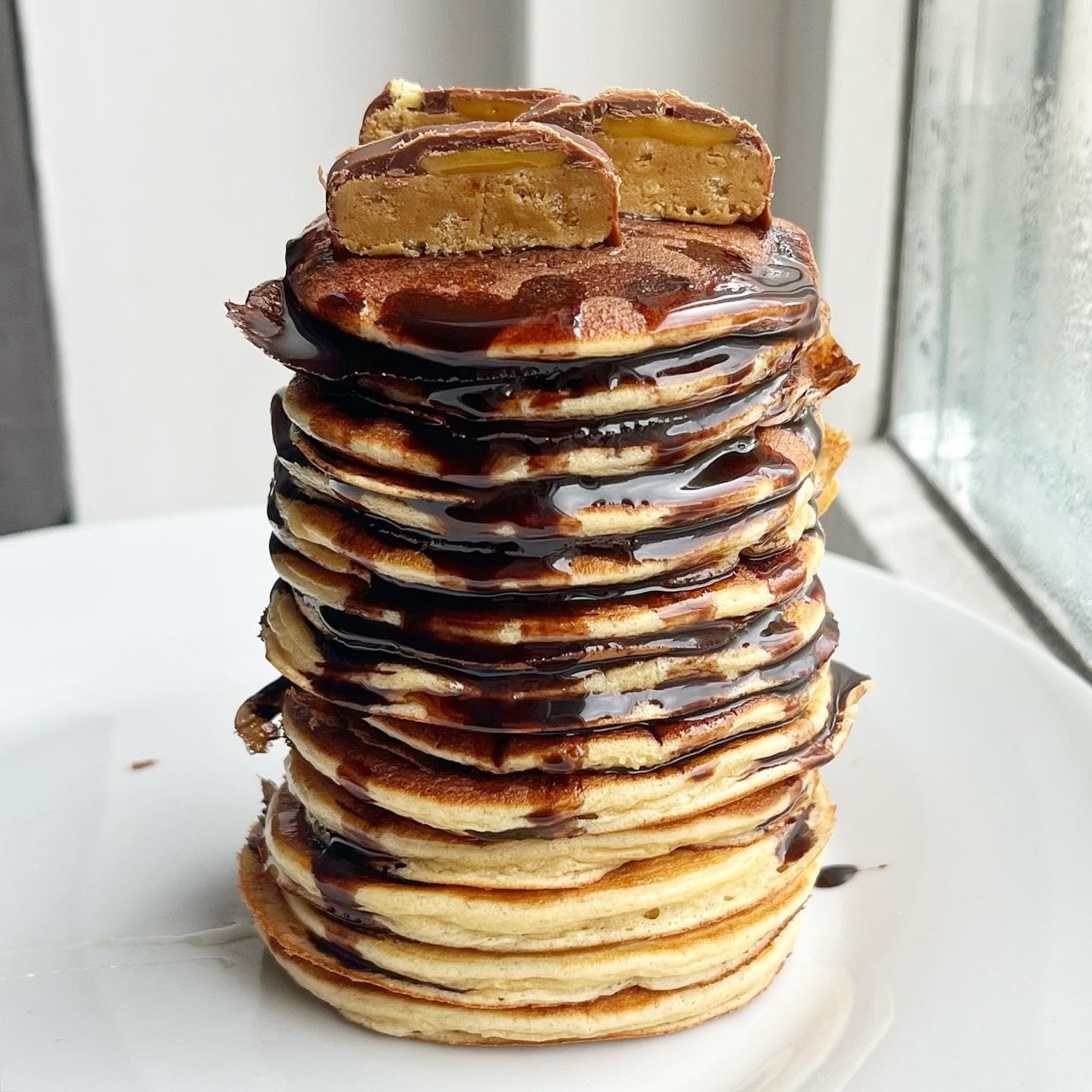 Chocolate Honeycomb Protein Pancakes