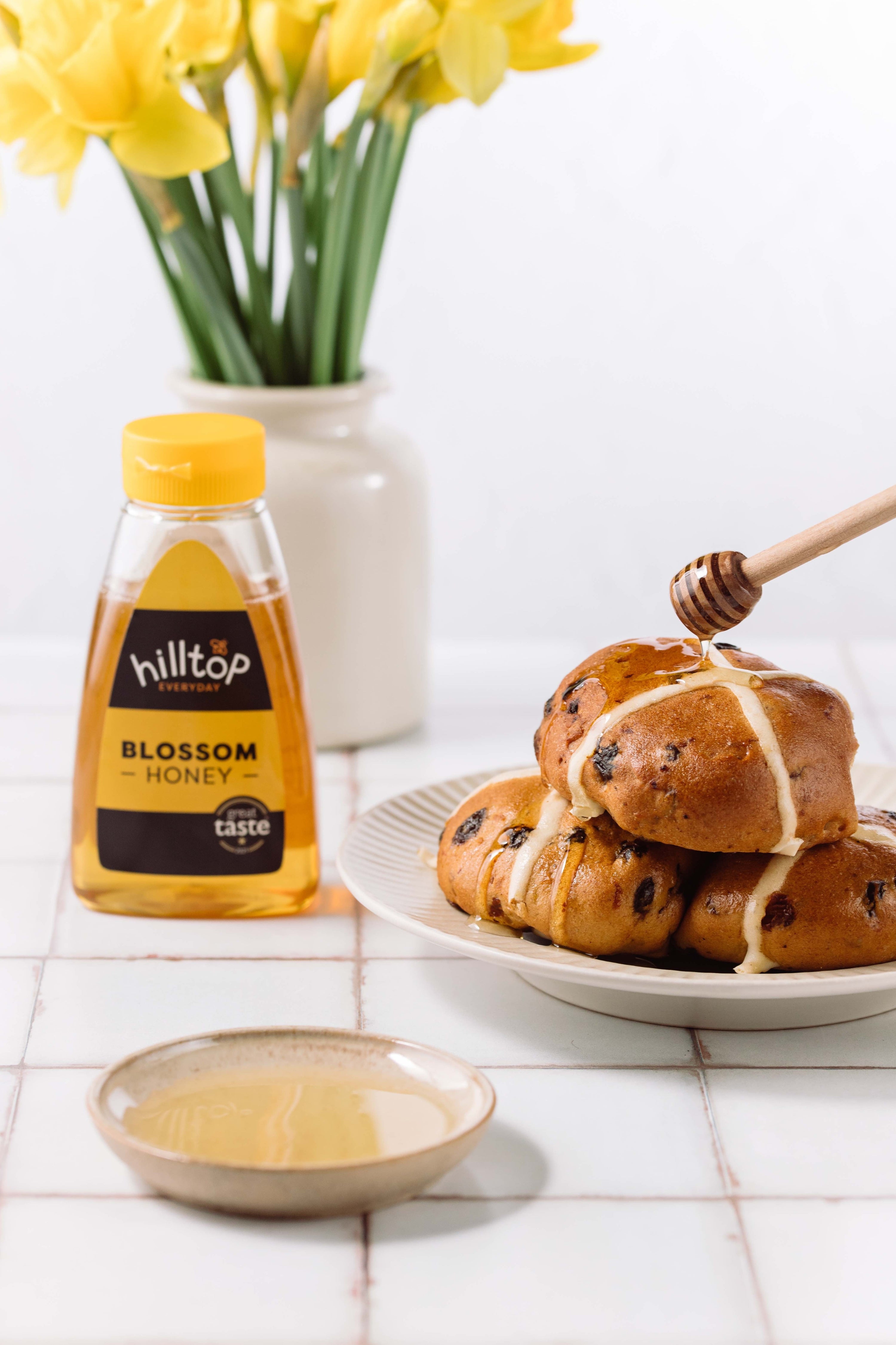 Hot Cross Buns with Honey Glaze
