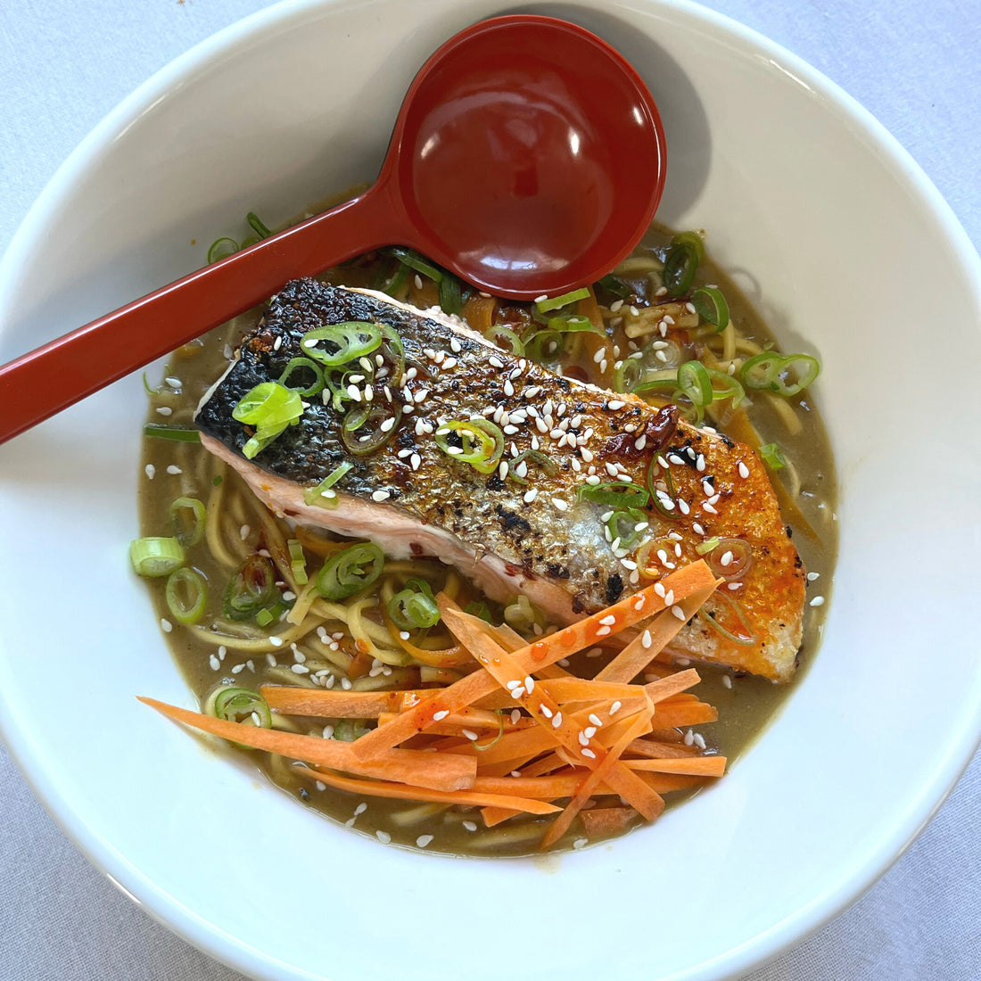 Creamy Coconut & Peanut Laksa With Salmon